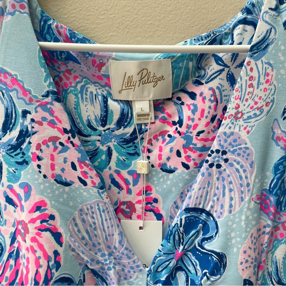 NWT Lilly Pulitzer Minka Skirted Romper Bahamas Beachcomber Print Blue Size L - Picture 6 of 10
